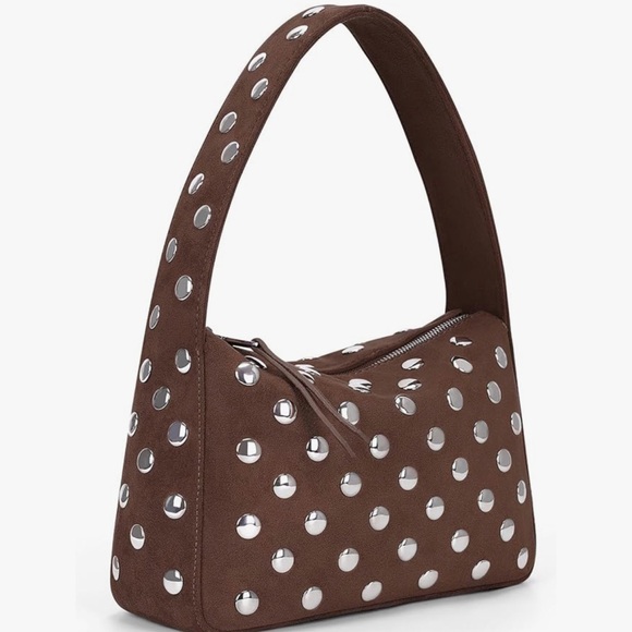 NEW Brown Studded Shoulder Bag - Picture 1 of 7